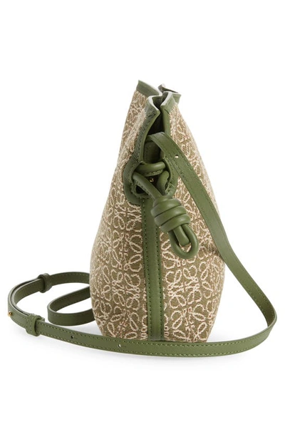 Shop Loewe Mini Flamenco Logo Jacquard Bag In Green/ Avocado Green