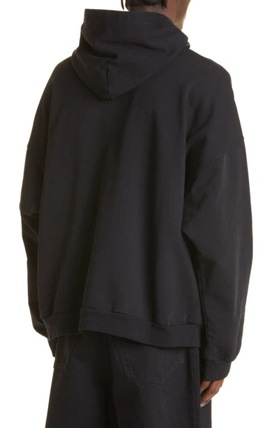 Shop Balenciaga Paris Oversize Embroidered Cotton Logo Hoodie In Black / White
