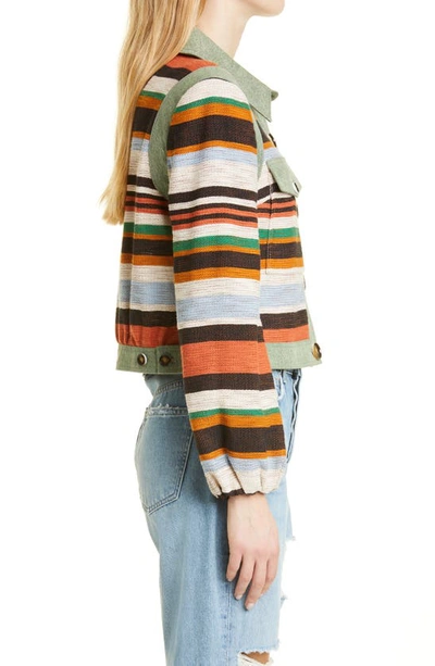 Shop Veronica Beard Lorelei Stripe Knit Jacket In Multi