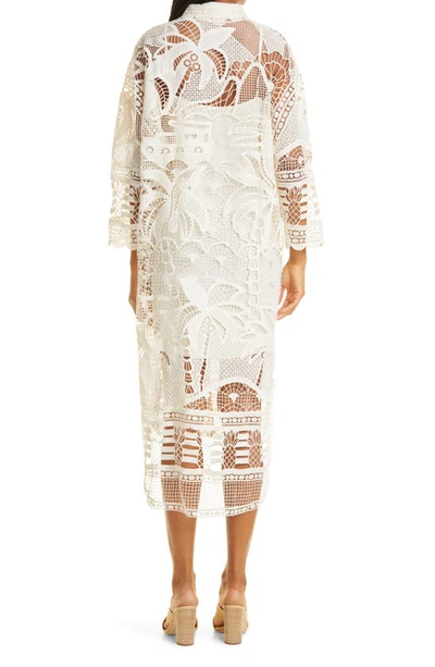 Shop Farm Rio Guipure Lace High/low Shirtdress In Off-white