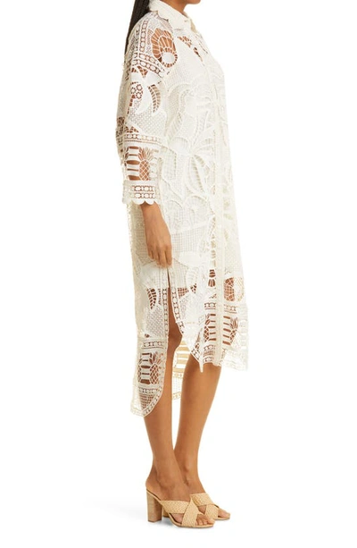 Shop Farm Rio Guipure Lace High/low Shirtdress In Off-white
