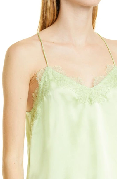 Shop Cami Nyc The Racer Lace Trim Silk Camisole In Neo Mint