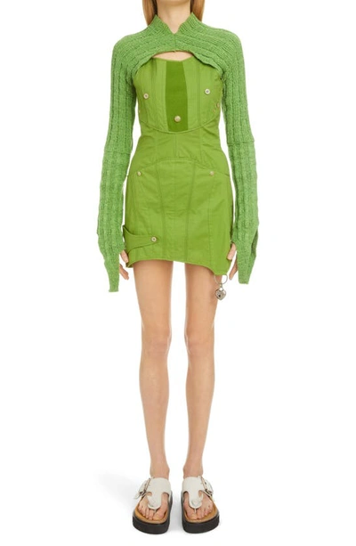 Shop Acne Studios Dalba Cutout Stretch Cotton Piqué Minidress In Bright Green