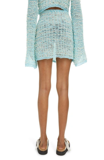 Shop Acne Studios Kelroy Open Knit Cotton Blend Miniskirt In Aqua Blue