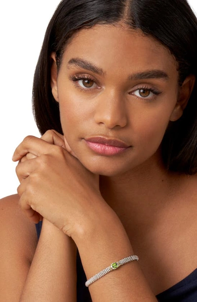 Lagos Sterling Silver & 18k Yellow Gold Caviar Color Peridot Solitaire Link Bracelet In Peridot