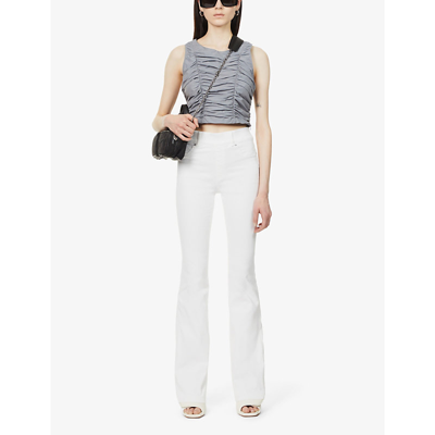 Shop Spanx Womens White Skinny Flare High-rise Stretch-denim Jeans