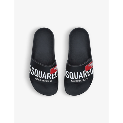 Shop Dsquared2 Kids Logo-print Rubber Slides 6-10 Years In Black