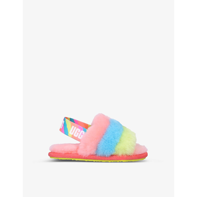 Shop Ugg Other Fluff Yeah Logo-strap Sheepskin Sandals 2-7 Years