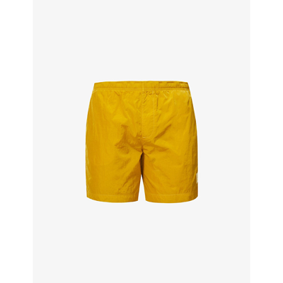 Shop C.p. Company Chrome Logo-patch Swim Shorts In Nugget Gold