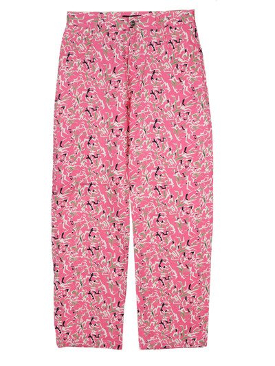 Shop Paccbet Workwear Floral Pants In Pink