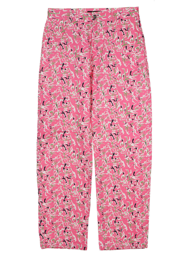 Paccbet Workwear Floral Pants In Pink