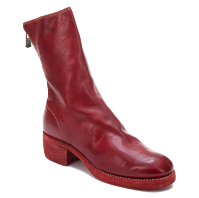 Shop Guidi Back Zip Booties In Red