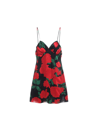 Shop Saint Laurent Dress In Noir Rouge Vert