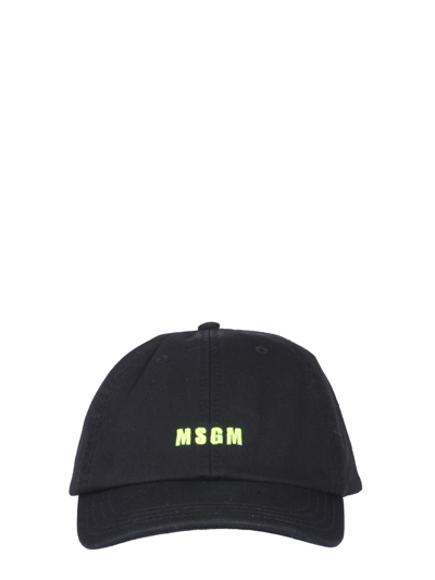 Msgm Logo Baseball Cap In Nero