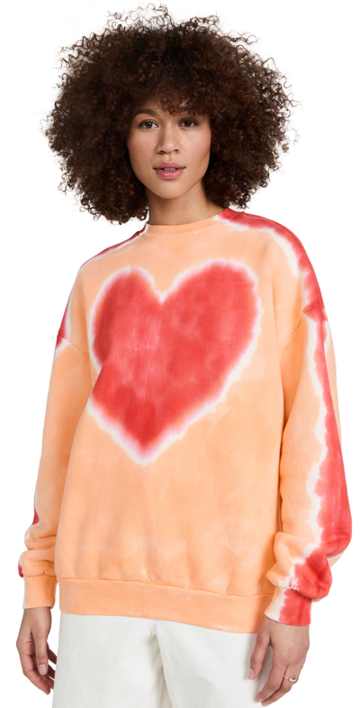 Shop Acne Studios Heart Sweatshirt In Orange Coral