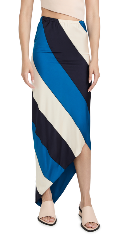 Shop Marni Striped Bias Skirt In Royal