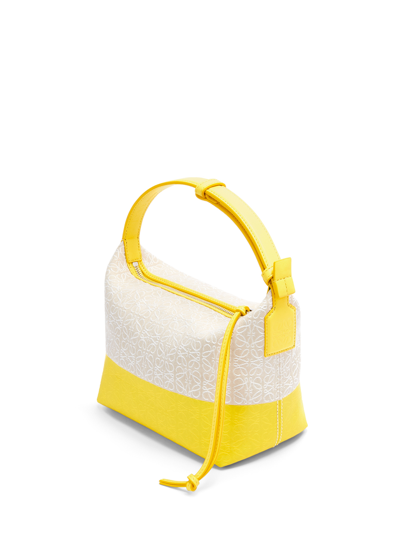 Shop Loewe Cubi Canvas Handbag In Yellow