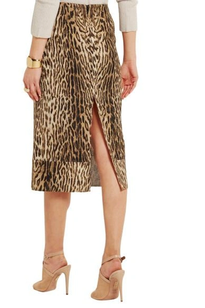 Shop Chloé Leopard-print Cotton-blend Matelassé Skirt