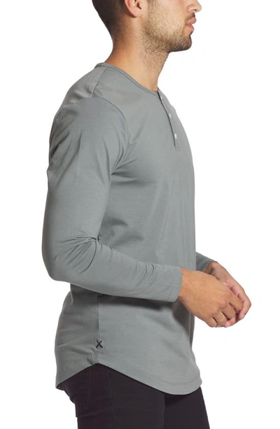 Shop Cuts Ao Curved Hem Long Sleeve Henley In Sage