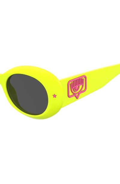 Shop Chiara Ferragni 50mm Round Sunglasses In Yellow/ Grey