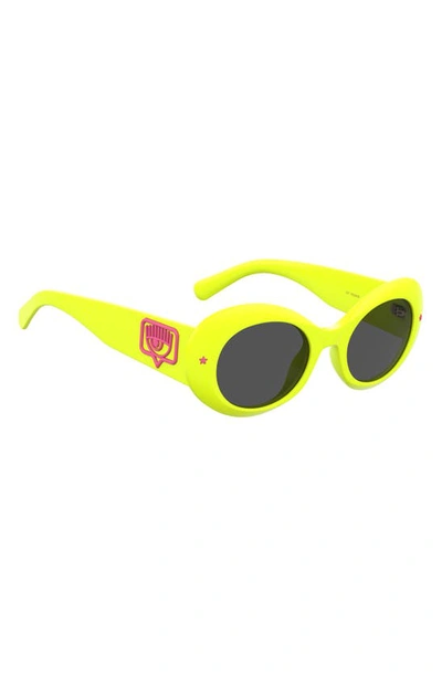 Shop Chiara Ferragni 50mm Round Sunglasses In Yellow/ Grey