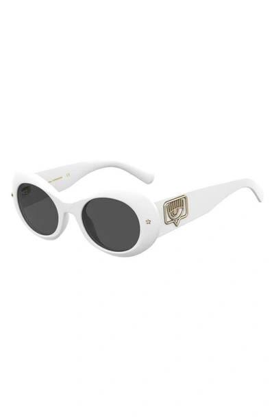 Shop Chiara Ferragni 50mm Round Sunglasses In White/ Grey