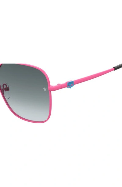Shop Chiara Ferragni 57mm Square Metal Sunglasses In Pink/ Grey Shaded