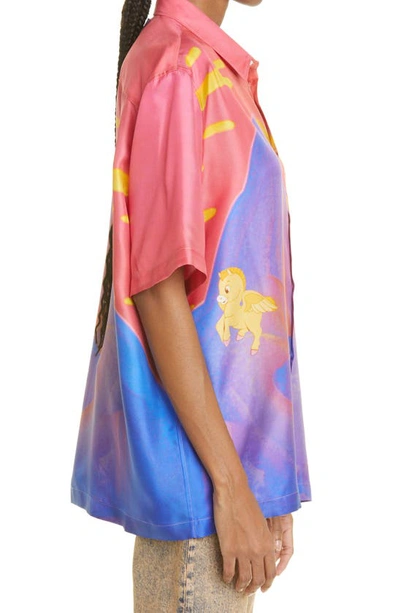 Shop Stella Mccartney X Disney Fantasia Mount Olympus Print Silk Shirt In Multicolor