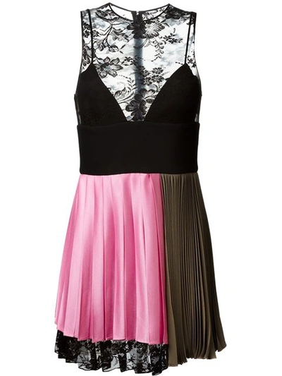 Fausto Puglisi Lace Panel Pleated Dress In Pink