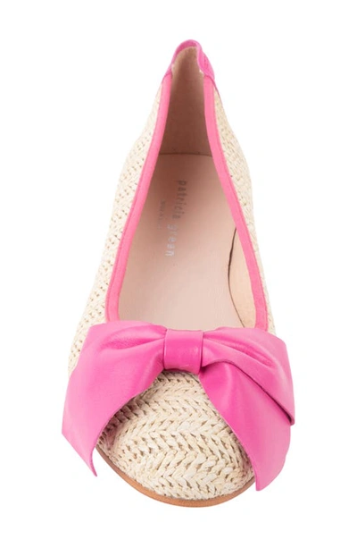Patricia Green St. Tropez Bow Raffia Flat In Fushcia