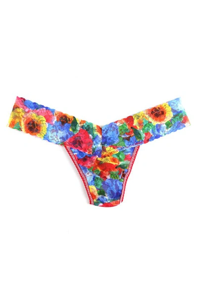 Shop Hanky Panky Print Lace Low Rise Thong In Bold Blooms