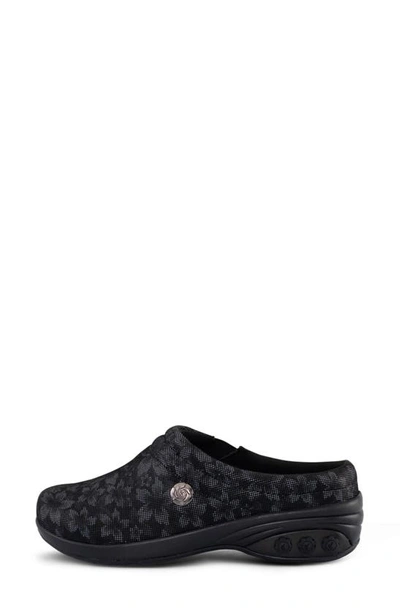 Shop Therafit Molly Leather Clog In Black/ Grey Flowers