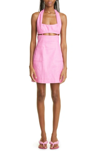 Shop Jacquemus La Robe Limao Cutout Halter Neck Minidress In Pink
