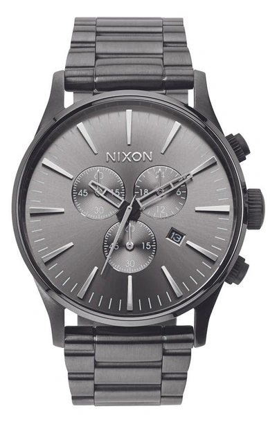 Shop Nixon 'the Sentry' Chronograph Bracelet Watch, 42mm In Gunmetal