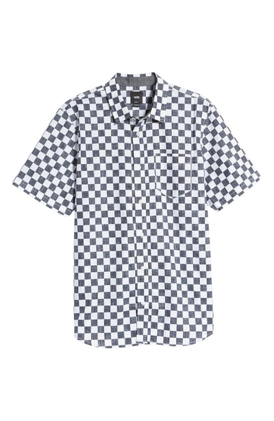 Shop Vans Cypress Checker 2.0 Short Sleeve Button-up Shirt In Navy Checkerboard