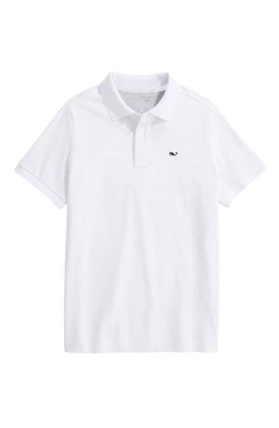 Shop Vineyard Vines Kids' Edgartown Piqué Performance Polo In White Cap