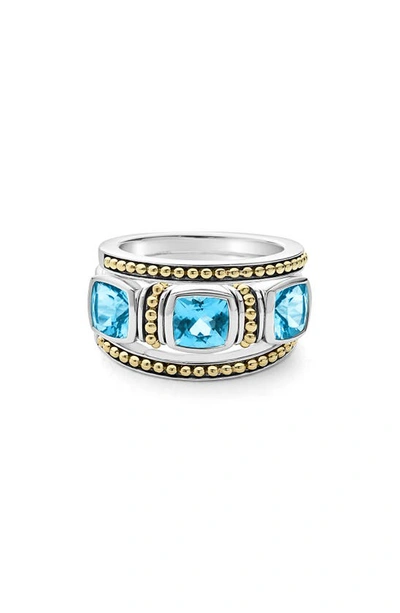 Shop Lagos Blue Topaz Caviar Stacking Rings In Swiss Blue Topaz