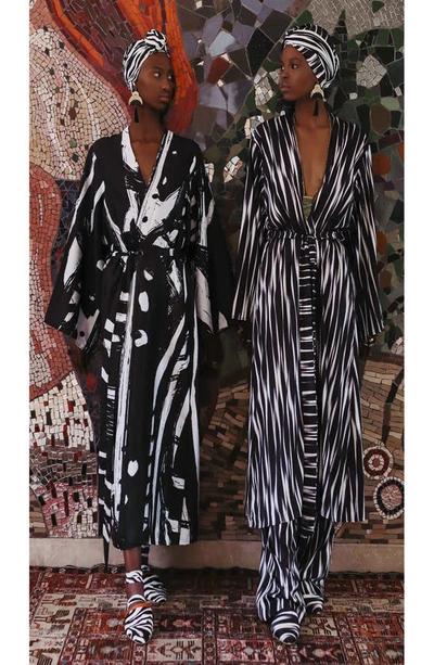 Shop Diarrablu Black Suto Print Awa Long Sleeve Wrap Maxi Dress