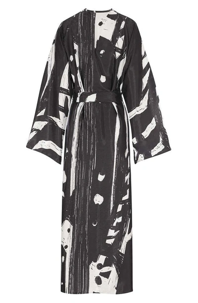 Shop Diarrablu Black Suto Print Awa Long Sleeve Wrap Maxi Dress