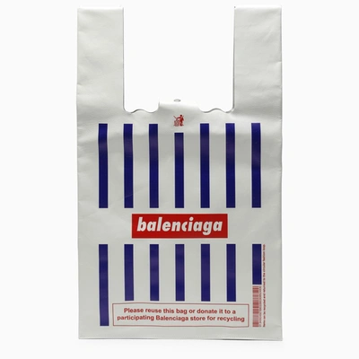 Shop Balenciaga White/blue/red Printed Tote Bag