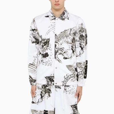 Shop Comme Des Garçons Shirt | Graphic-print Field Jacket In White In Multicolor