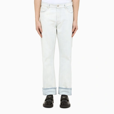 Shop Prada Off White Jeans With Triangle Logo