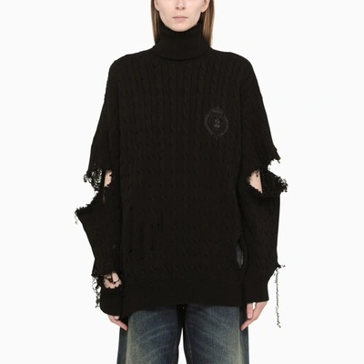 Shop Balenciaga Black Ripped Sweater