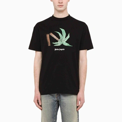 Shop Palm Angels Broken Palm-print T-shirt Black