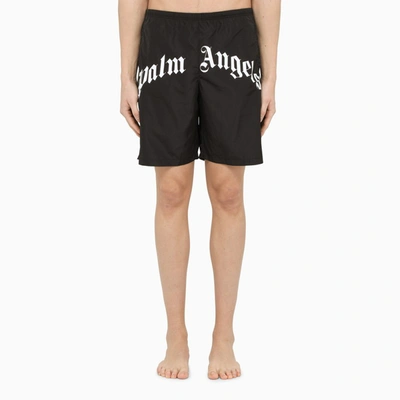 Shop Palm Angels Logo-print Beachwear Black