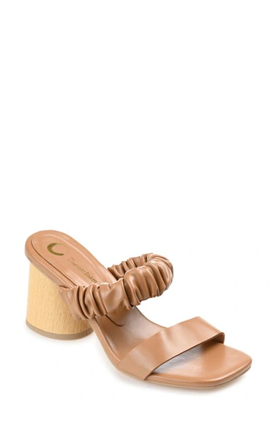 Journee Collection Open Square-toe Block Heel In Tan