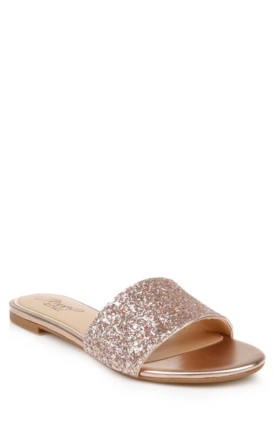 Shop Jewel Badgley Mischka Dillian Glitter Slide Sandal In Rose Gold Glitter