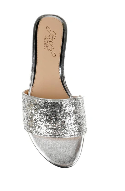 Shop Jewel Badgley Mischka Dillian Glitter Slide Sandal In Silver Glitter
