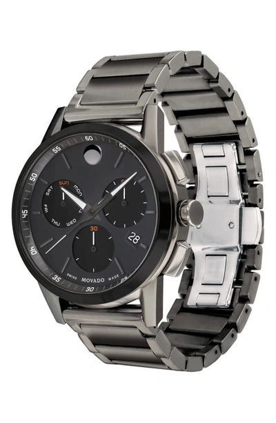 Shop Movado Museum Sport Chronograph Bracelet Watch, 43mm In Gunmetal/ Black
