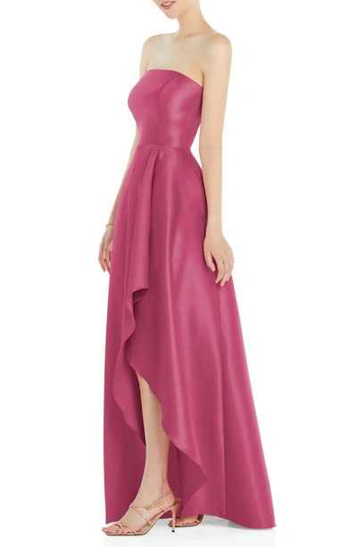 Shop Alfred Sung Strapless Satin Gown In Tea Rose